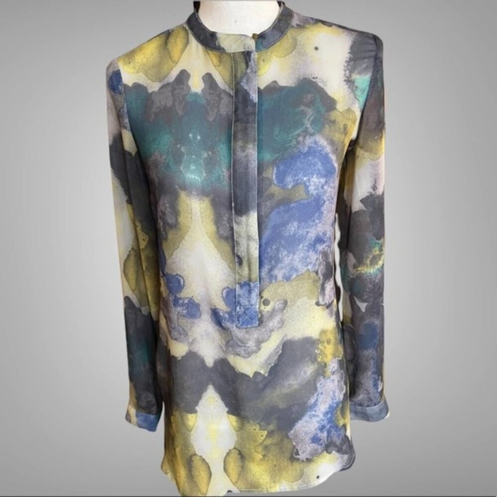 Women's Long Sleeve Multi Color Tunic Blouse with front Zipper Size XS